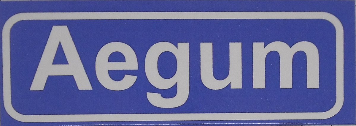 Souv© - koelkast magneet - plaatsnaam bord - kombord - souvenir - koelkastmagneetje - relatiegeschenk Aegum