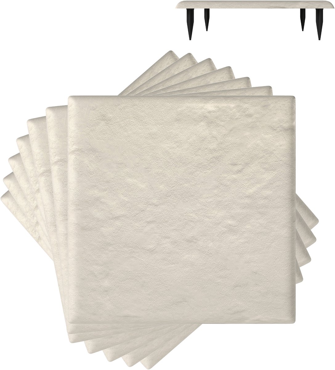 COSTWAY Wandelstenen, set van 8, tuinstenen, 39,5 x 39,5 cm, steenplaten van polypropyleen, tuinplaten met 32 grondpen, voor gazon, tuinplaten