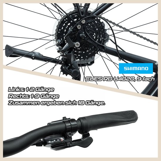 Rabeneick TS5 Lite 28 Inch Stadsfiets - Lichtgewicht Fiets - Shimano 9 Versnellingen - Schijfremmen - 55 cm Frame - Voor Dames en Heren - Zwart van Merkloos — afbeelding 2
