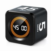 Visuele Cube Timer - Pomodoro Timer voor Focus en Time Management - Oplaadbaar via USB-C - Digitale Timer met 5/10/25/45 Minuten - Stille Modus - Kookwekker en Studietimer - Zwart