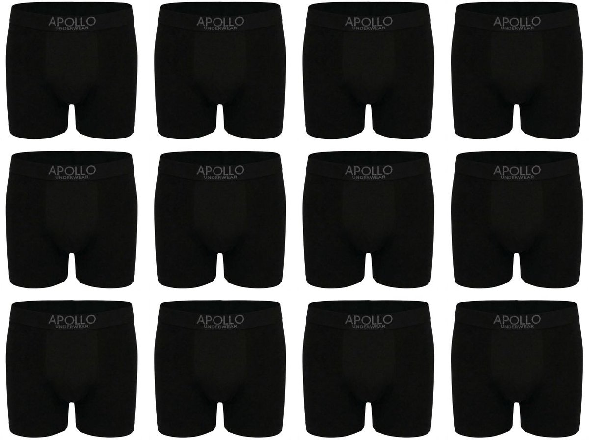 Apollo Heren Seamless 12-pack - Naadloos - Zwart - Katoen