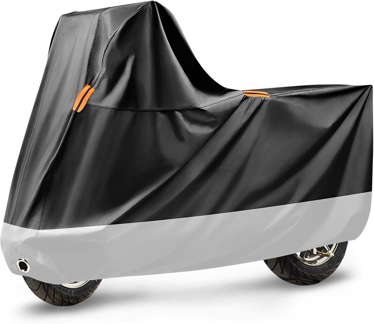 Waterdichte Motorhoes - Zwart-Zilver - 245 x 105 x 125 cm - Nylon met Reflecterende Strepen - Voor Scooters en Motorfietsen