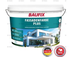 BAUFIX Peinture pour façade Plus Blanc Mat 10L – Hydrofuge & Perméable à la vapeur – Pour brique, béton & crépi – Peinture pour murs extérieurs résistante aux intempéries
