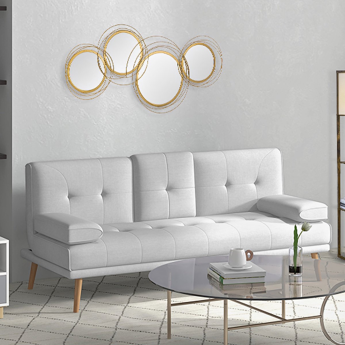Modenuit Wandspiegel – 4-Delig – 107 x 56 cm – Metaal – Goudkleurig – Wanddecoratie Met Lijst