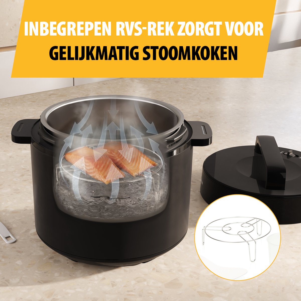 Tristar RK-6160 - Rijstkoker met stomer - Multicooker - Slowcooker - Snelkookpan - 6L - 1000W - Zwart – foto 7