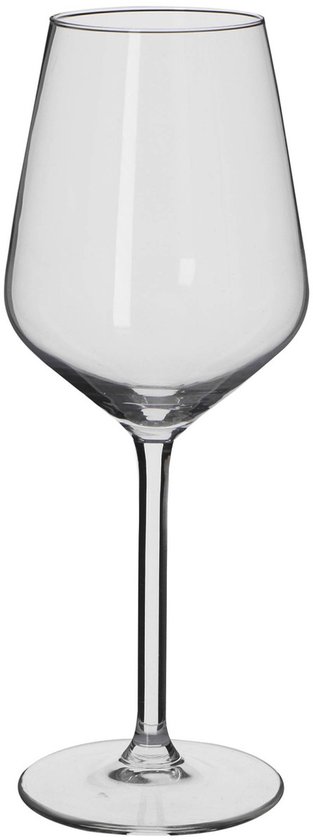 Un seul verre à vin transparent avec une longue tige et une large coupe.