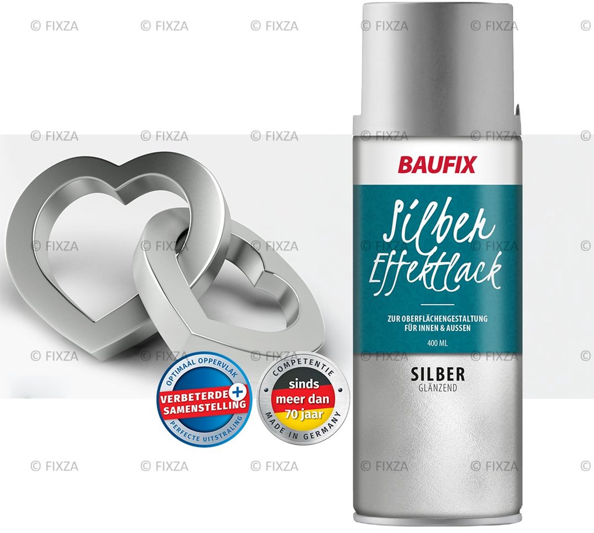 BAUFIX Metallic Zilver Spuitlak 400 ml – Decoratieve Spuitverf Hoogglans voor Hout, Metaal en Kunststof – Binnen & Buiten