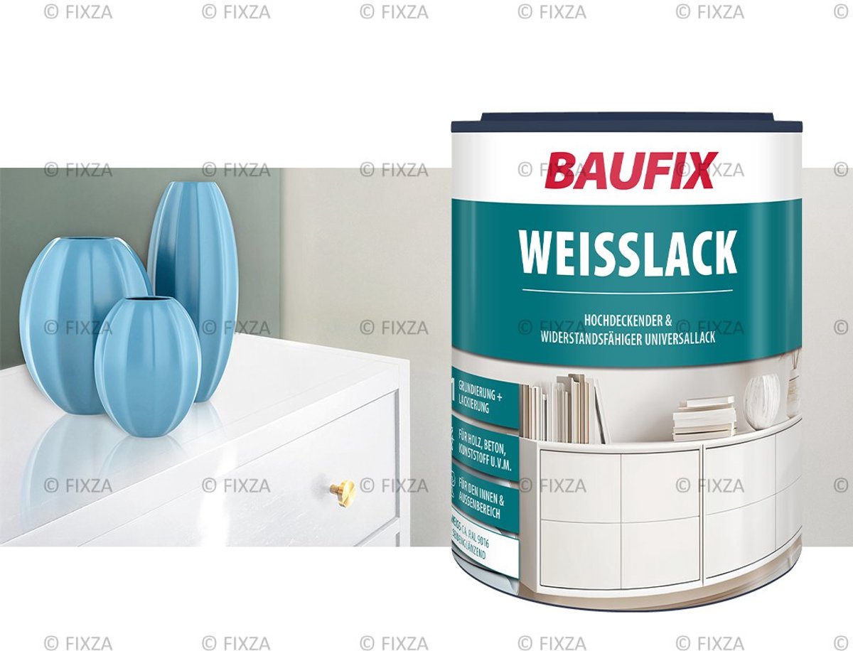 BAUFIX Witte Zijdeglans Lakverf 1L – Watergedragen Universele Lak voor Hout, Metaal & Beton – Binnen/Buiten – Sneldrogend & Vergeelbestendig