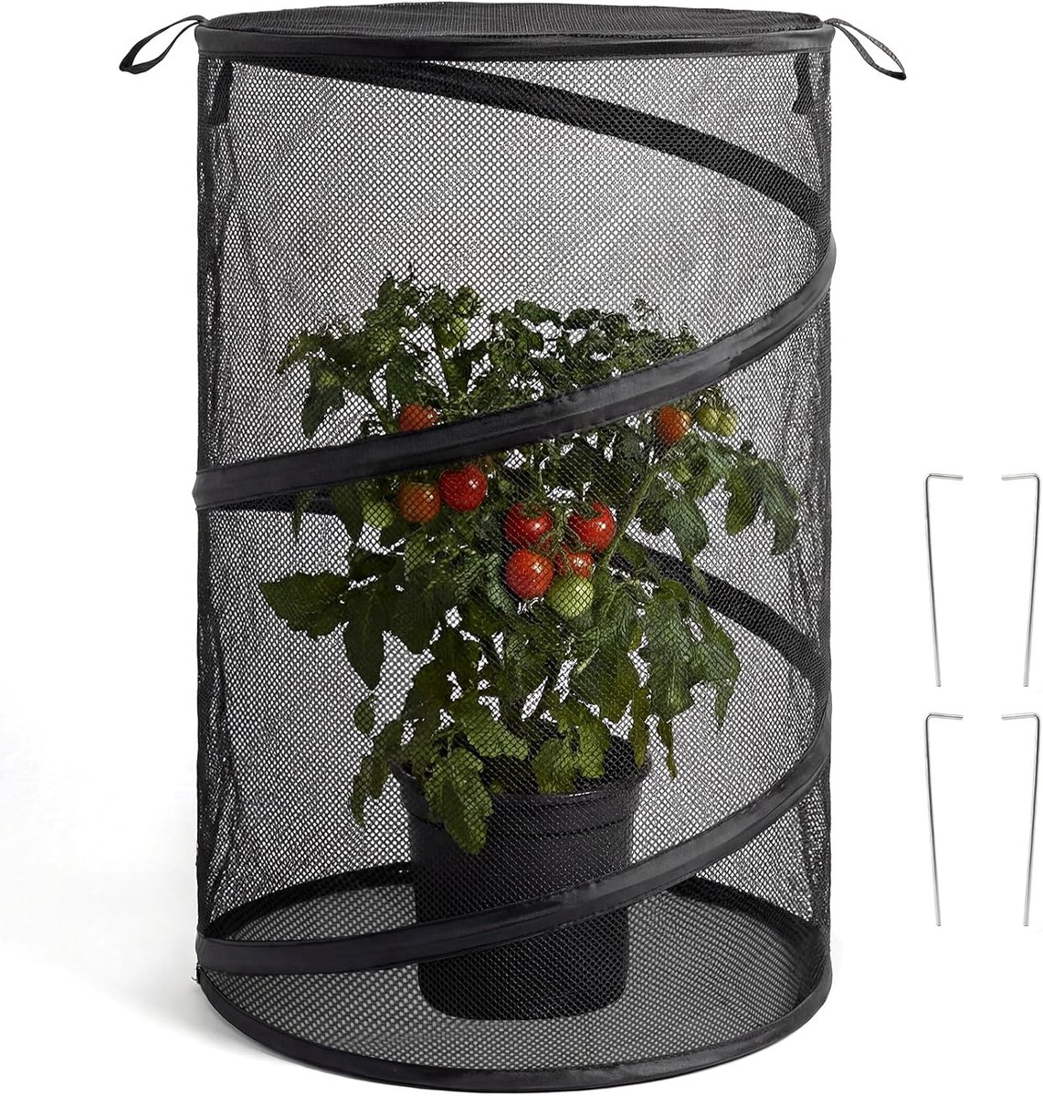 Opvouwbaar tuinnet - 34×56cm - Insectenwerend net - Opvouwbaar Kweeknet - tuinbescherming Geschikt Voor fruit - Opspringende Plantennetafdekking - groenterijen plantenbeschermer - zwart