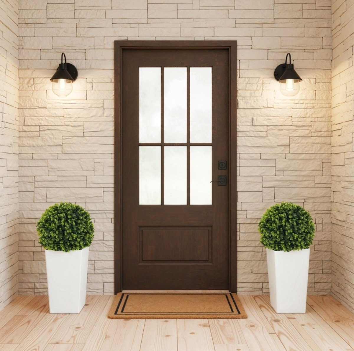Kunstplant – UV-Bescherming – 2-Delige Set – 32 x 65 cm – Kunststof – Groen – Voor Binnen & Buiten