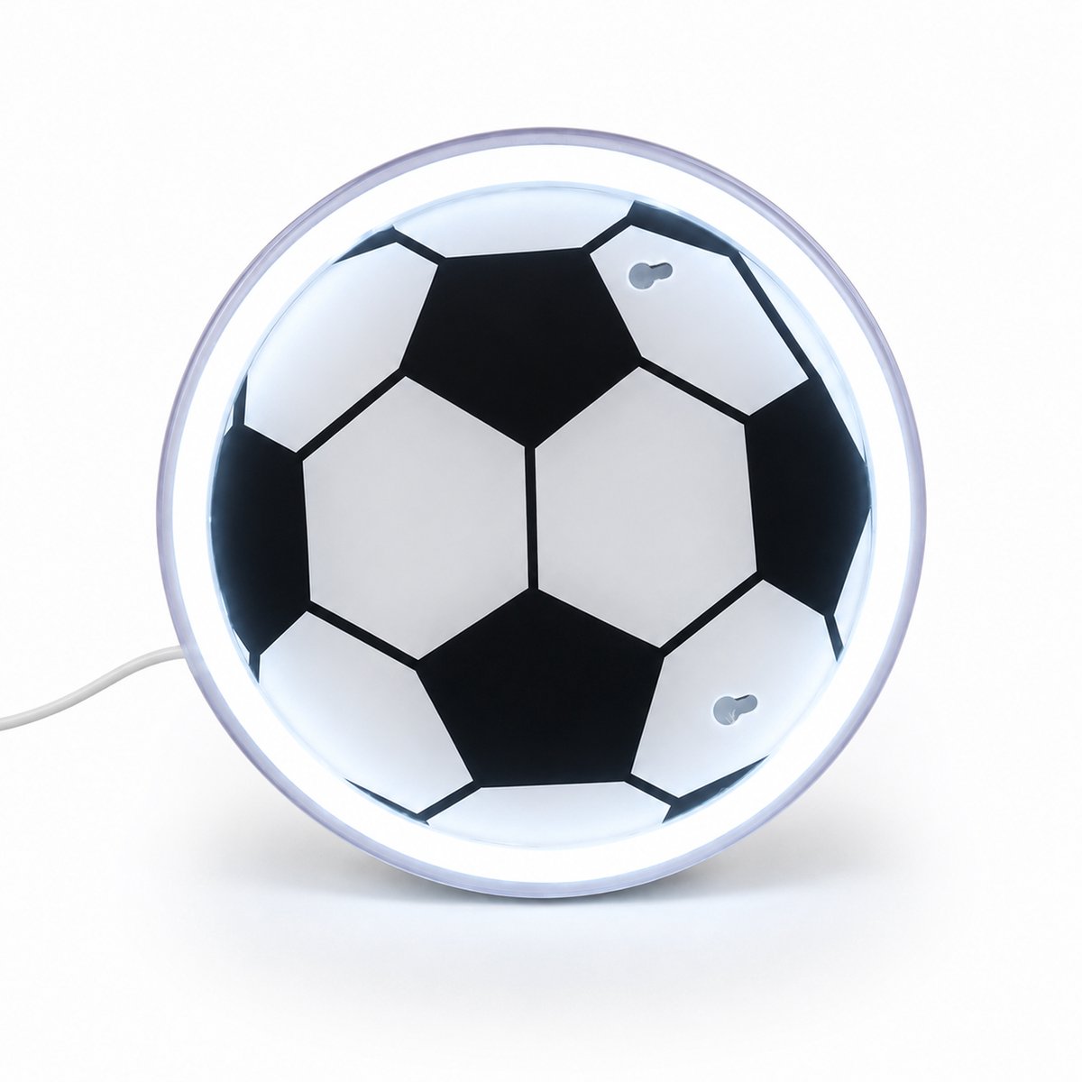 ZoeZo Neon Wandlamp Voetbal - Neon verlichting - Sfeerverlichting - LED lamp - Neonlicht - Neon Sign - USB - Zwart/ Wit