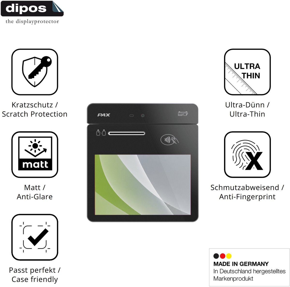 dipos – 2x Matte Beschermfolie geschikt voor Pax A3700 | Krasbestendige & antireflecterende Screenprotector Ultra-Thin