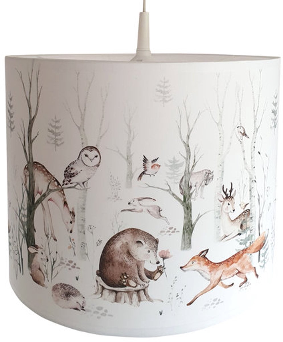 Hanglamp bosdieren-Kinderkameraccessoires-Dieren-Forest friends lamp-Vosjes-Beer-met pendel-Kinderkamerdecoratie