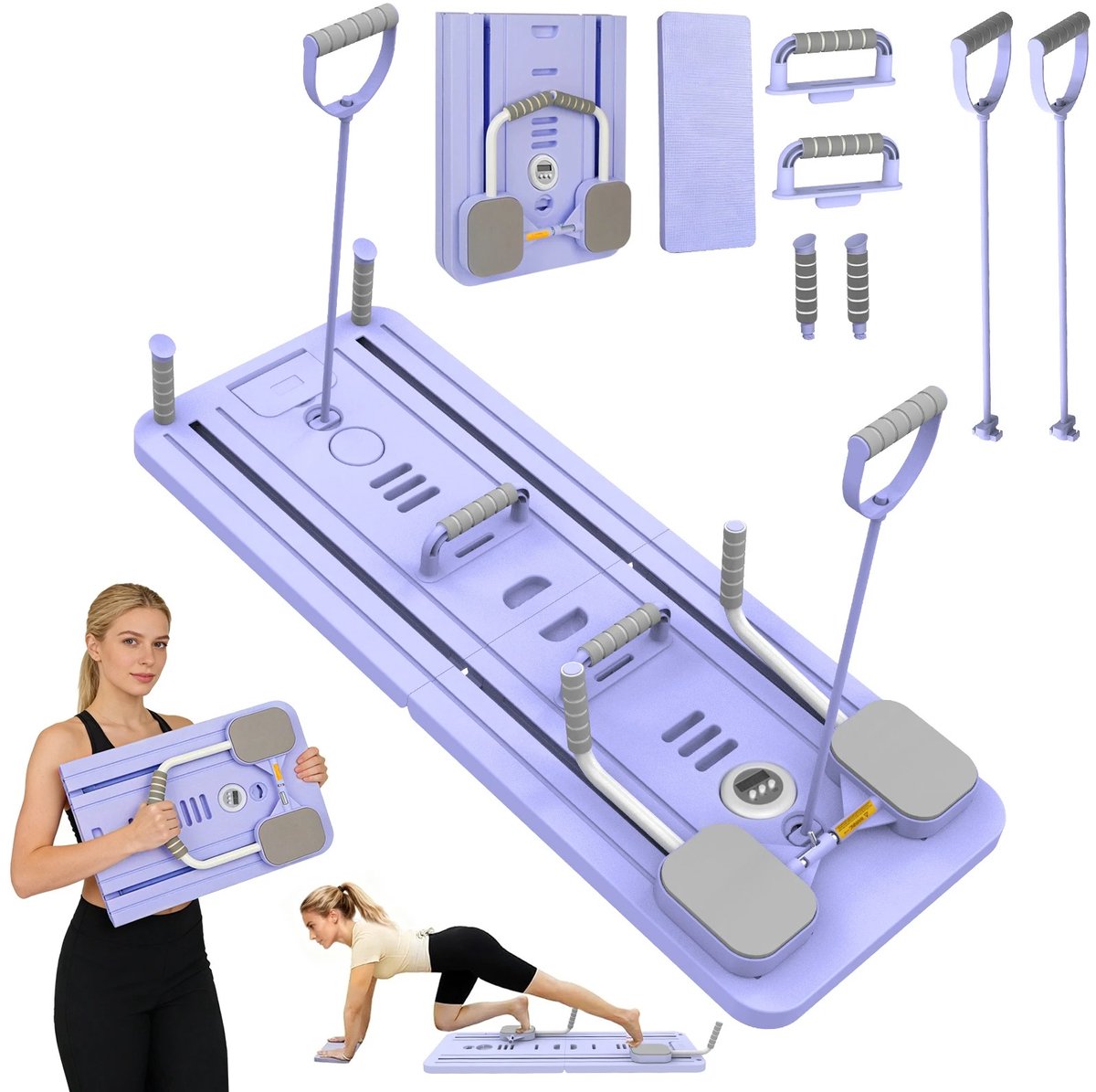 Chelsey-Store - Multifunctionele Fitnessplank - Buikspiertrainer - Opvouwbaar en Compact - Paars