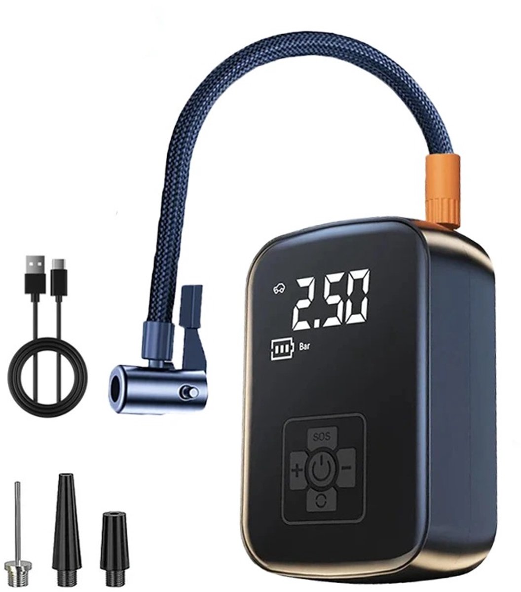 Zerova Draadloze Elektrische Bandenpomp - Digitaal Display - Automatische Stopfunctie - Luchtcompressor- 150 PSI - Zwart