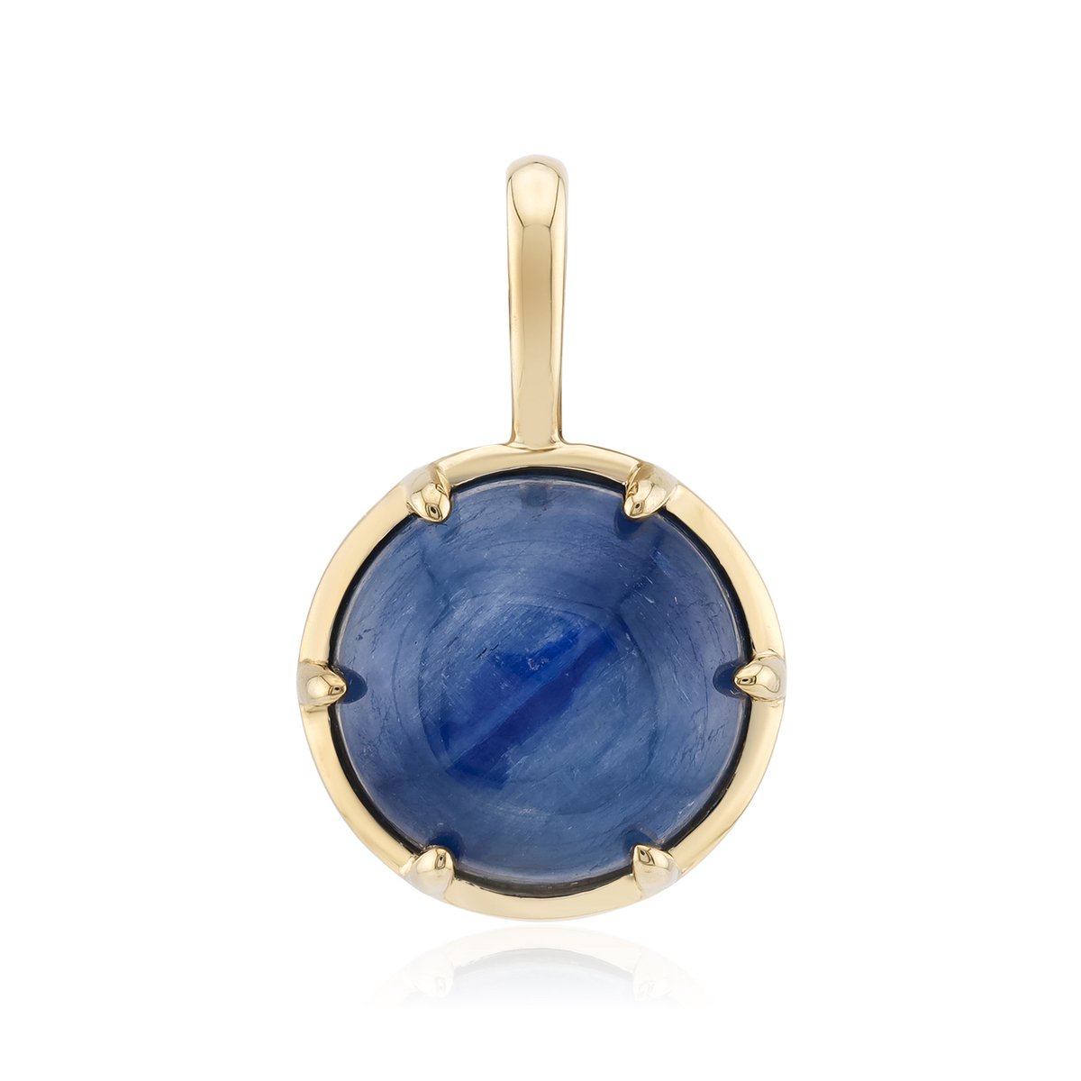 Cavill - Zilveren hanger met Nepalese blauwe kyaniet 4,33 ct - 925 zilver verguld - ronde cabochon - luxe tijdloos elegant sieraad