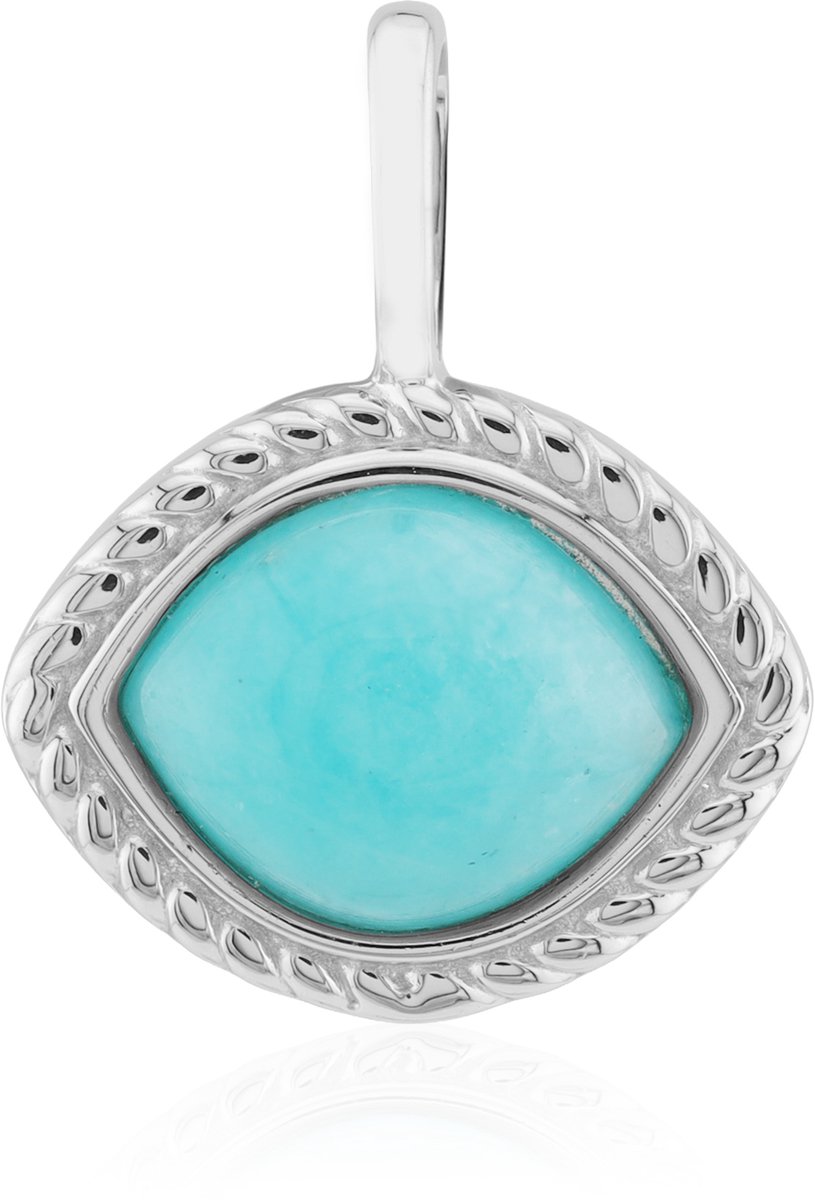 Cavill - Amazoniet Hanger 1,8 ct Marquise Cabochon - 925 Sterling Zilver Gerhodineerd - Braziliaanse Edelsteen - Turkooisachtig Uniek Sieraad