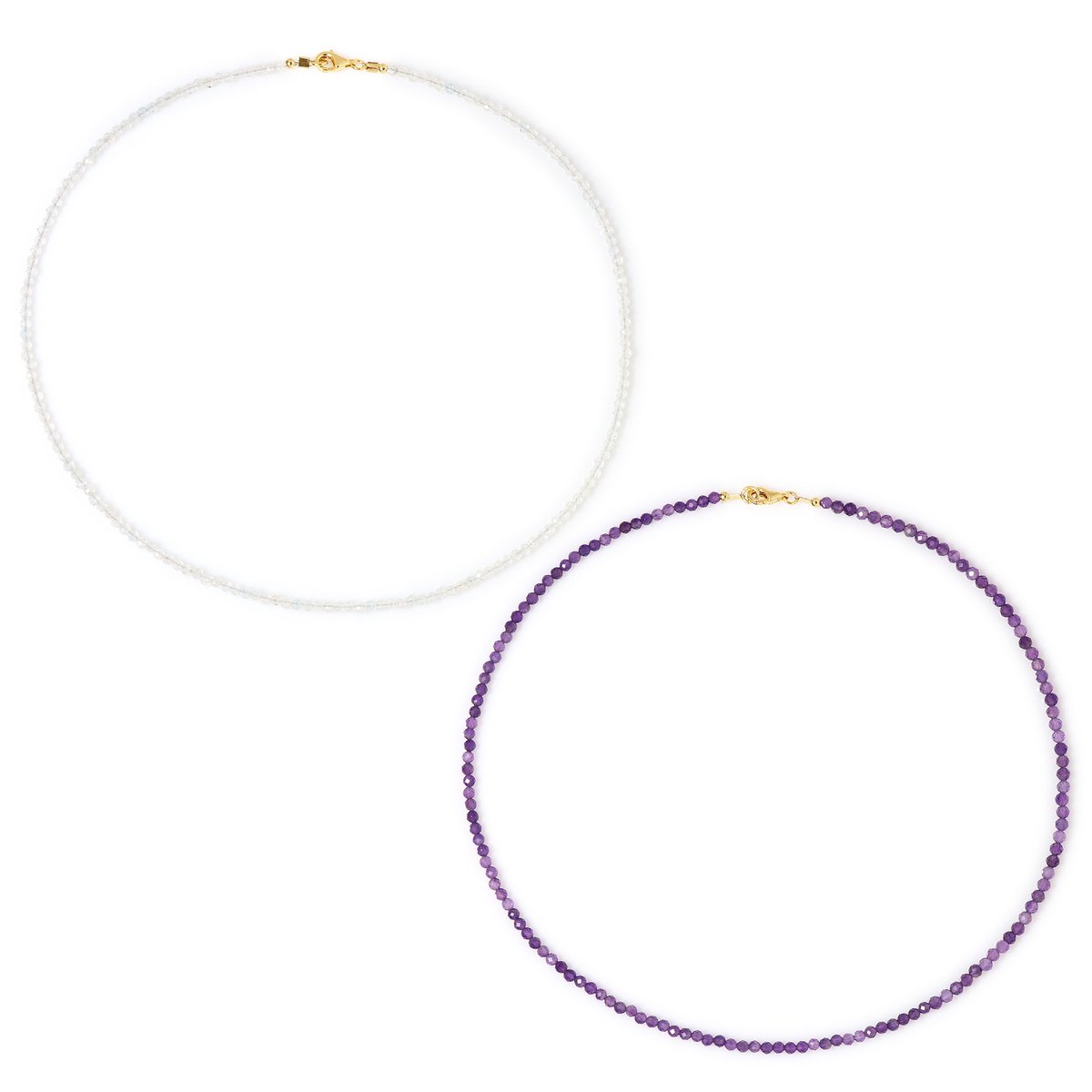 Cavill - Elegante Damesketting - 925 Sterling Zilver Verguld - Zambia Amethist 29,13 ct & Witte Topaas 26,58 ct - Facet Kralen Design
