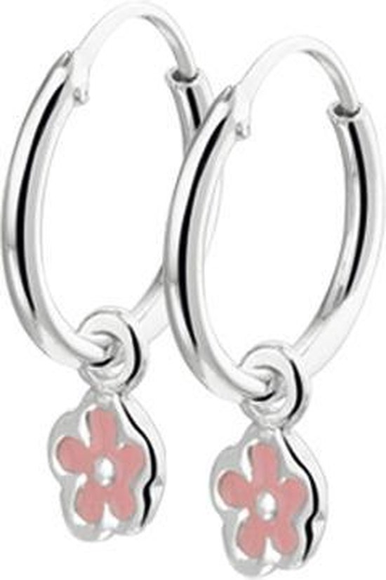 Yep! - Boucles d'oreille anneaux avec pendentif Fleur - Argent