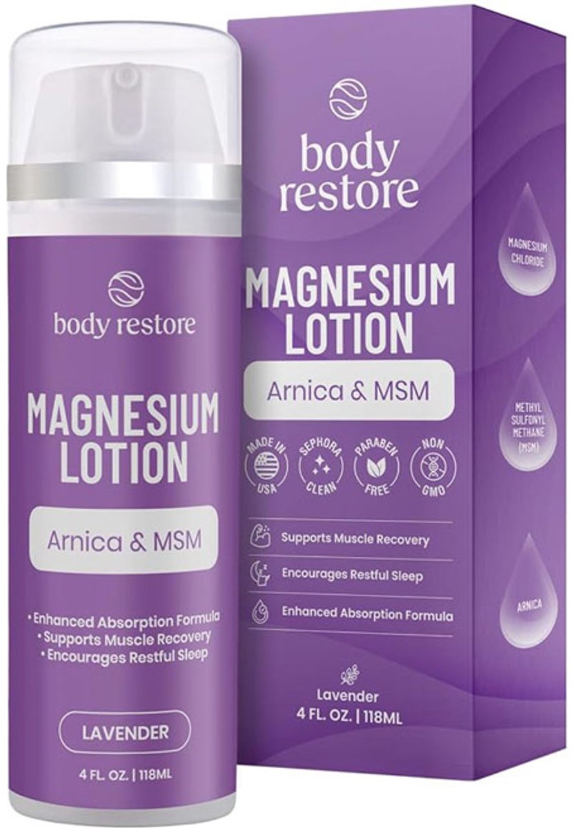 Body Restore Magnesium Lotion 118ml – Creme voor ontspanning, spierherstel en een gezonde nachtrust
