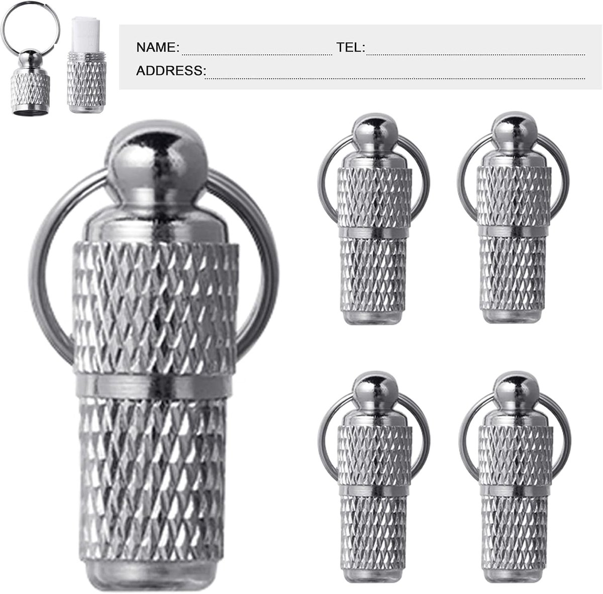 5 stuks set pet hanger-anti-verlies-ID-adres kaart-diy naam adres contactnummer-zilver