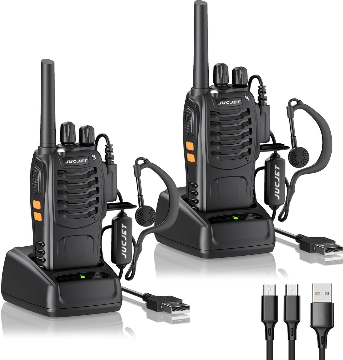 Walkie talkie set – PMR446 – 16 kanalen – VOX – Waterbestendig – USB-C opladen – Set van 2