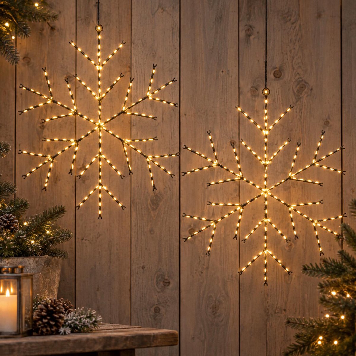 Anna's Collection Kerstverlichting figuur sneeuwvlok - 2x - D37 cm - 380 led lampjes - warm wit - binnen en buiten - kerstlampjes