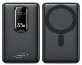 Powerbank 20.000 mAh – Magnetisch - Geschikt voor MagSafe – Draadloos opladen – Inclusief USB-C Kabel & Magneetring – Met USB C & USB poort – ingebouwde standaard – Zwart – 22,5W Snelladen – Noodpakket