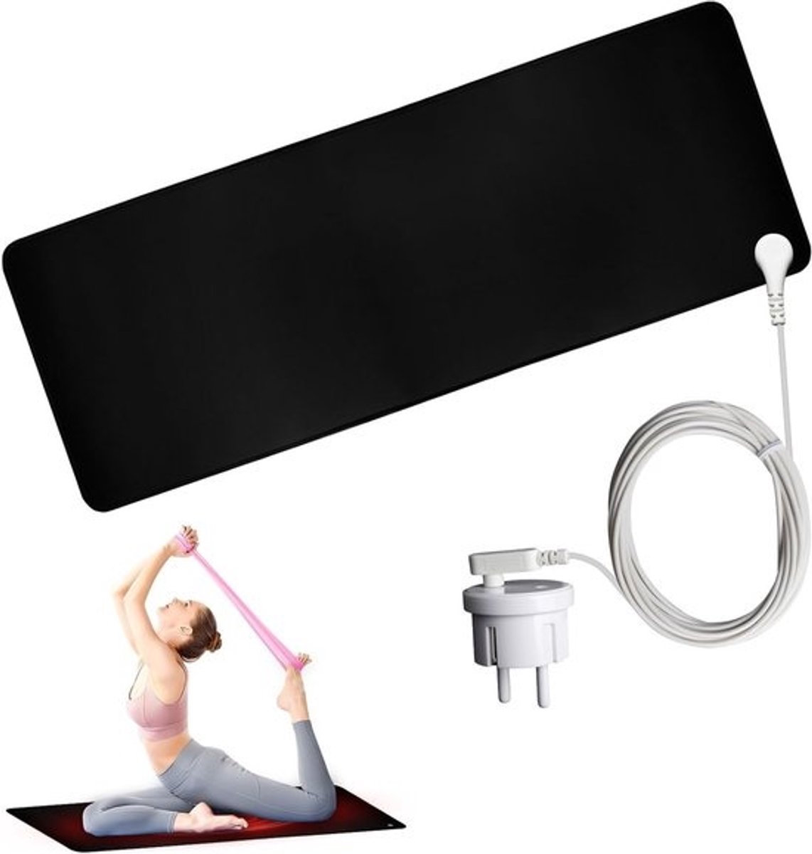 Ground Mat 25 x 68 cm met EU Plug en Kabel, Verbeter Je Welzijn, Betere Slaap, Aarding voor Bureau, Tafel, Bank en Yogamat, Gezondheid en Ontspanning