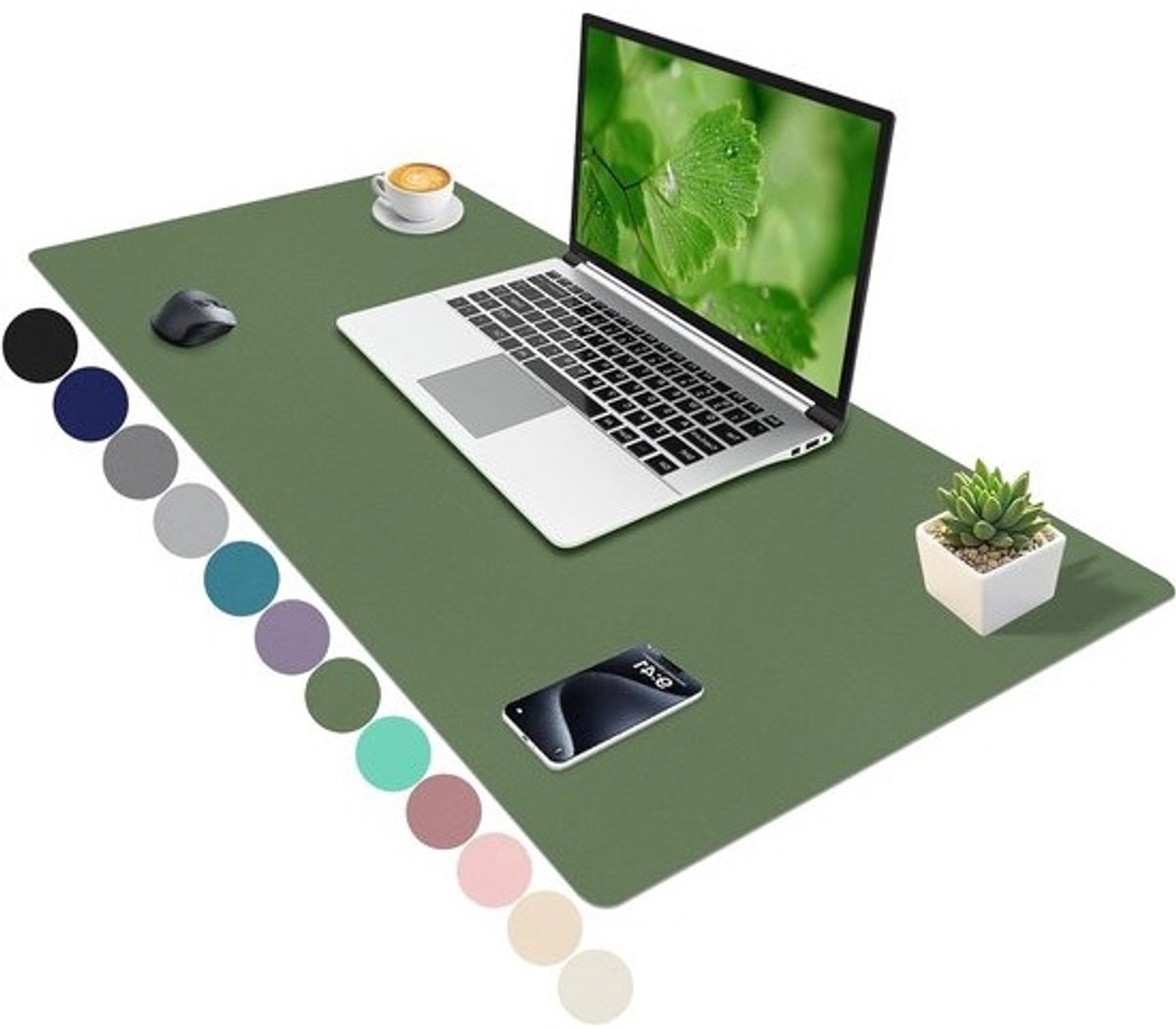 Bureau Mat - Desk Pad Onderlegger - Werkruimte Organiseren - Kras- en Vlekbestendig - 100x40 cm - Olijfgroen