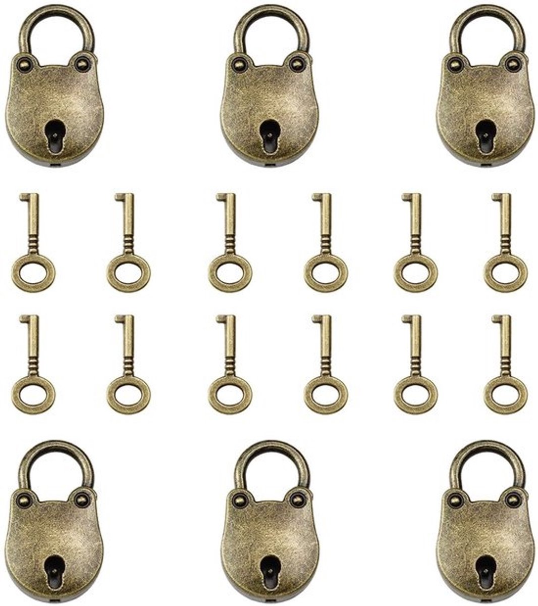 Dailygoods - 6 Stuks Mini Hangsloten met Sleutels voor Koffers en Opbergdozen