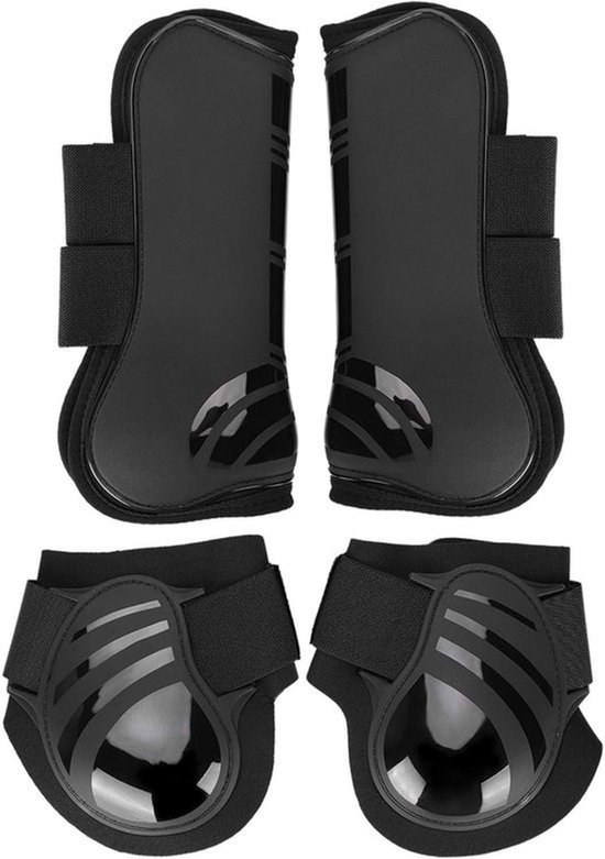 Ademende en elastische paardenschoenen, verdikte beenbescherming voor training en competitie - 2 paar (Zwart L) Ademende en elastische paardenschoenen, verdikte beenbescherming voor training en competitie - 2 paar (Zwart L)