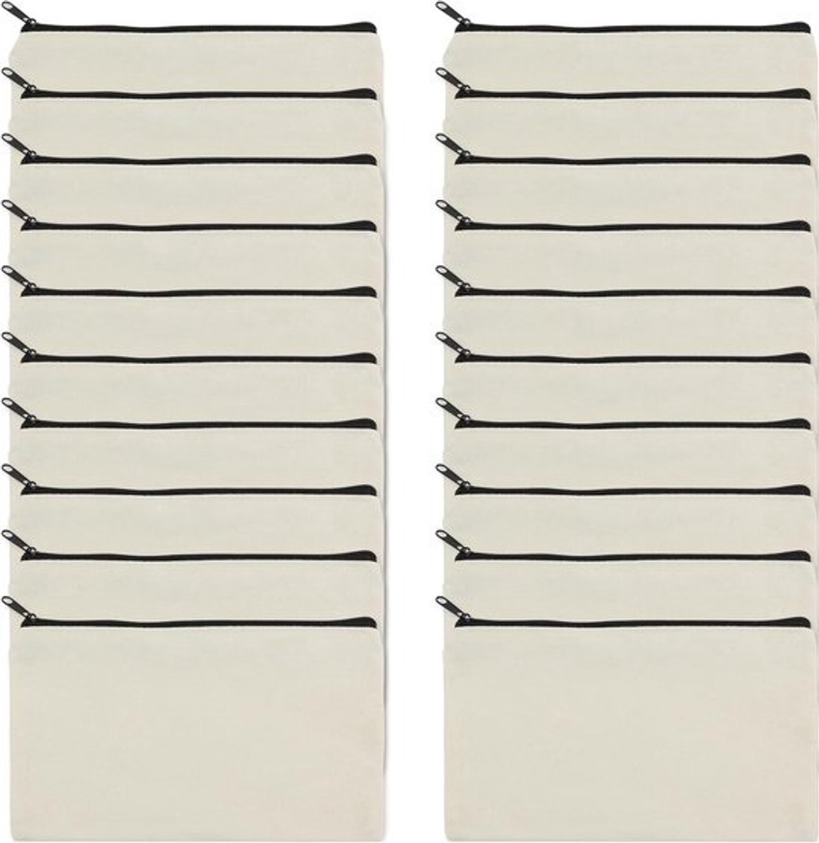 Set van 20 Lege Stoffen Tassen met Rits, Ideaal voor Schilderen, 12 x 21 cm, Decoratieve Pouch, Tarpaulin, Cosmetica Tas, DIY Projecten en Creatieve Toepassingen