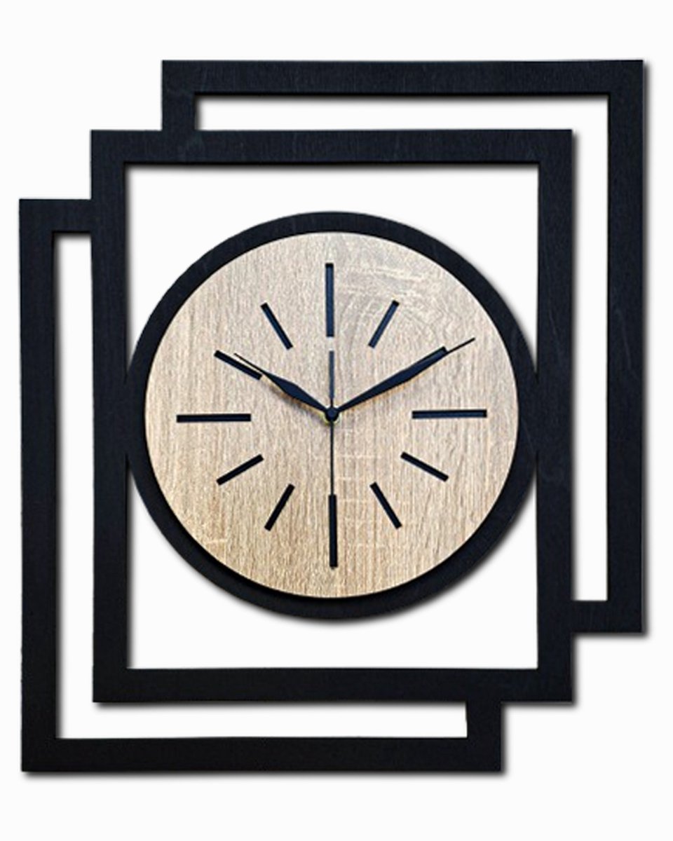 Handgemaakte Grote Houten Wandklok – Modern Minimalistisch Design, Rechthoekig Verticaal, Geruisloos, Zonder Tikkend Geluid – Voor Woonkamer, Slaapkamer, Keuken – Unieke Wanddecoratie, Industrieel Design & Stil Uurwerk, zwart -sonoma hout