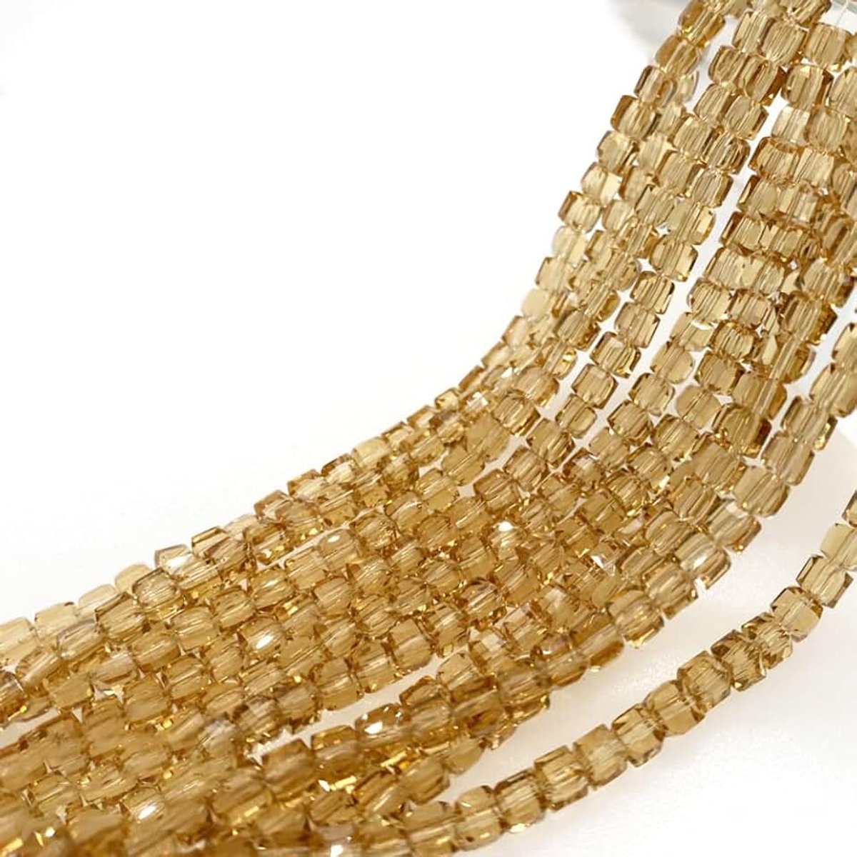Bolletjes,kristalglas,parels,kleurrijke glazen kralen,vierkant,gesimuleerde kristallen kralen voor handwerk,armband,ringen,halskettingen,geschenk,champagne,6 mm,98 stuks