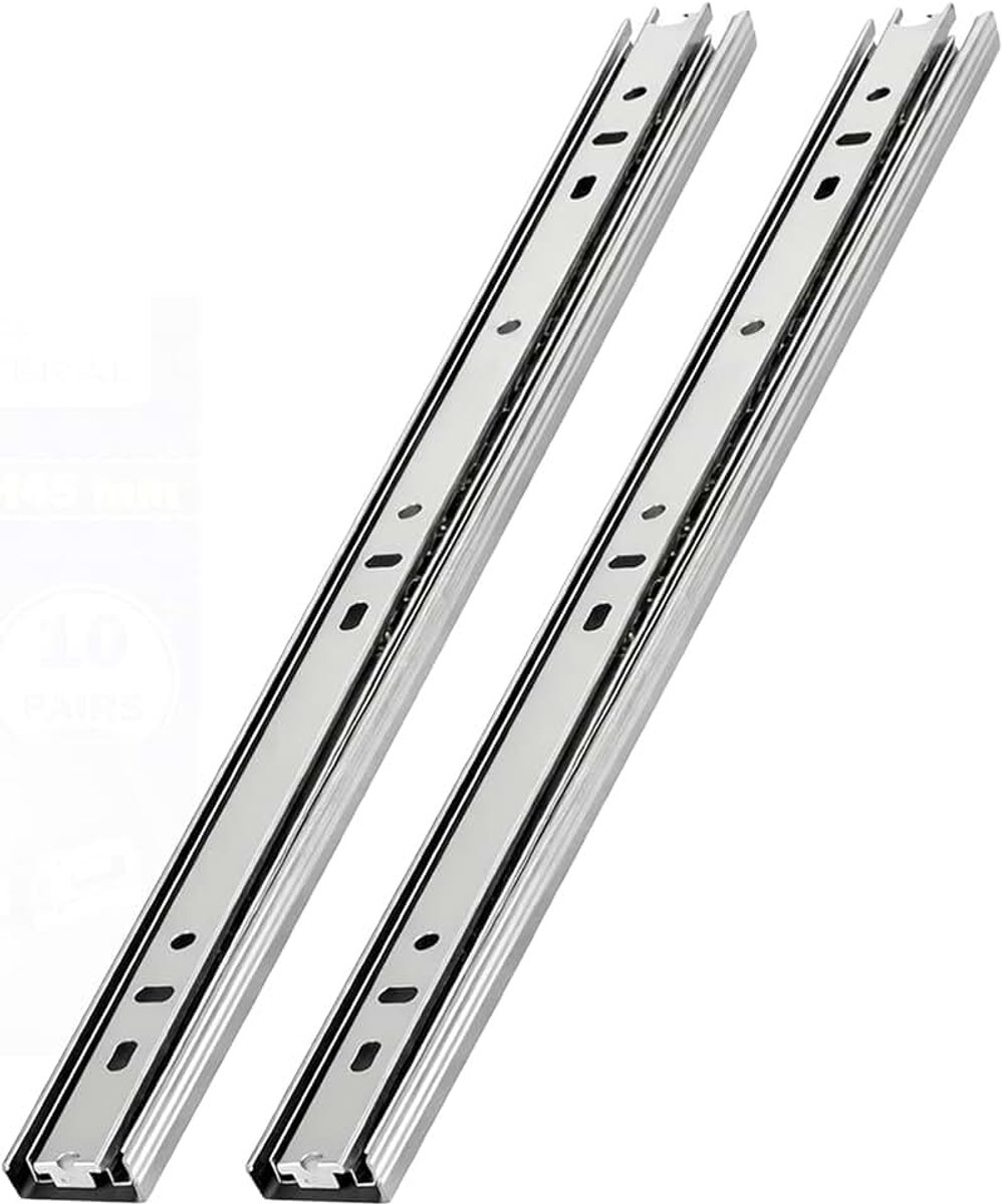 2 paar glijrails voor laden met kogellagers 250 mm x 45 mm - telescopische rails met volledige verlenging MONTERAL