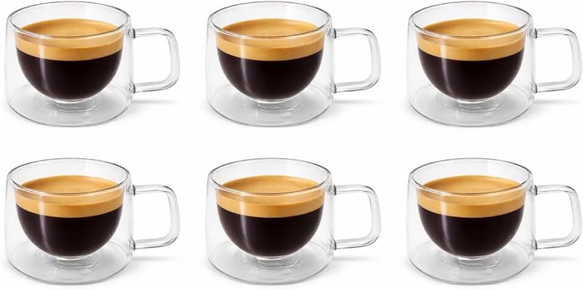 6 x dubbelwandige espressoglazen 150 ml thermoglas latte cappuccino set