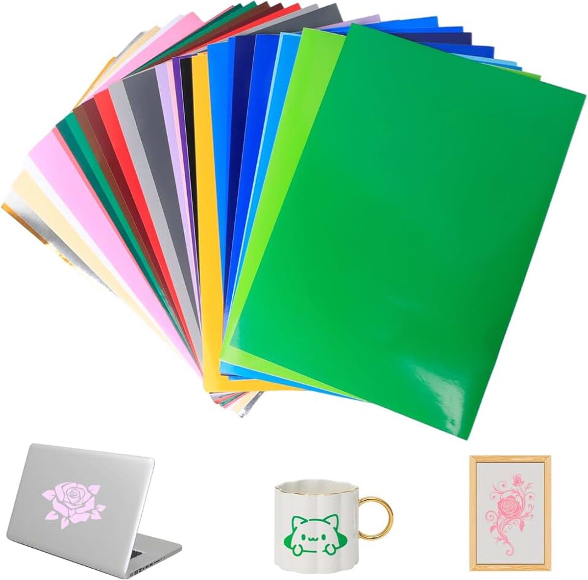 30 stuks vinyl vinylfolie plotter, 30,5 x 21 cm plotterfolie zelfklevend plotterfolie vinyl, zelfklevende vinylfolie voor auto, ramen, glas, muren, DIY aanpassing
