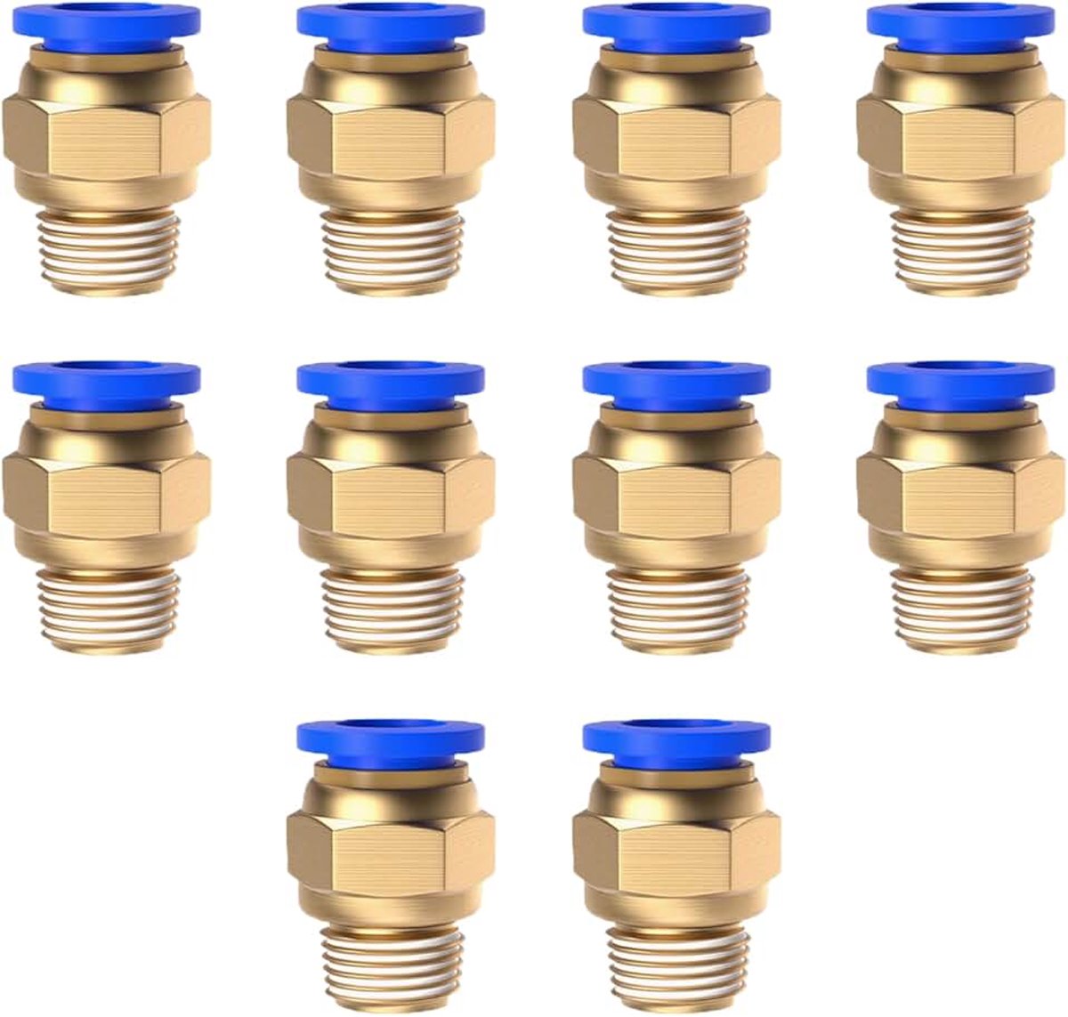 Fitting 1/4" 1/8" 3/8" 4mm 6mm 8mm 10mm Pneumatische Fittingen Buitendraad Slangfitting Quick Release Air Fitting Connectoren voor Industrie Automatisch 10 Stks (10 mm 1/4"