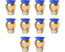 Fitting 1/4" 1/8" 3/8" 4mm 6mm 8mm 10mm Pneumatische Fittingen Buitendraad Slangfitting Quick Release Air Fitting Connectoren voor Industrie Automatisch 10 Stks (10 mm 1/4"
