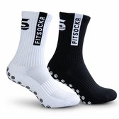 FitSockr Gripsokken Voetbal 2 Paar - Sportsokken - Grip socks - Voetbalsokken - Padel sokken - Antislip Sokken Heren/Dames/Kind - One - Wit en Zwart - Maat 32-36