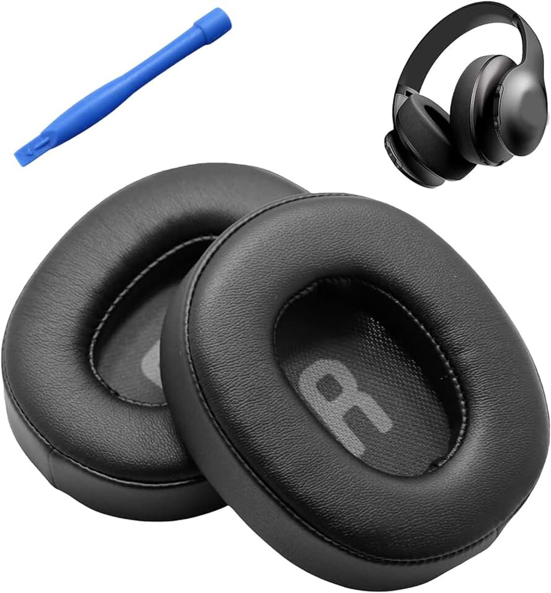 1 paar vervangende oorkussens voor Tune 720BT 700BT 710BT 750BTNC 760NC 770NC T670 hoofdtelefoon, zacht eiwitleer en geheugenschuim, vervangende pads met montagegereedschap, zwart