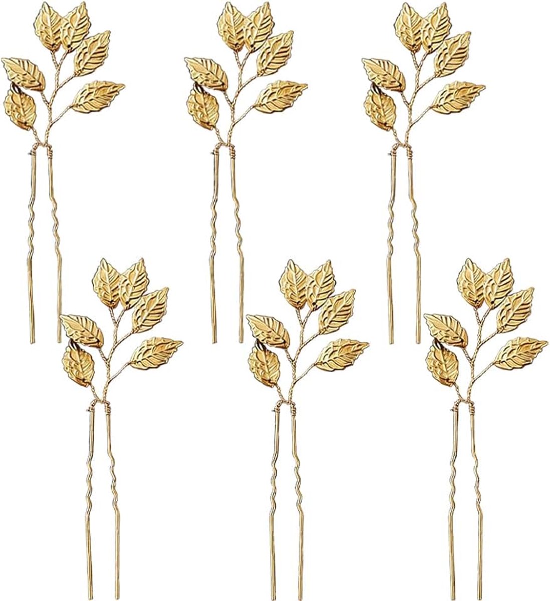 6 Stks Goudblad Bruiloft Haarspelden U-vormige Metalen Bruiloft Haaraccessoires voor Bruid & Bruidsmeisjes Prom Vintage Party Updo Styling Speciale Gelegenheden Dagelijks Handgemaakte Gouden