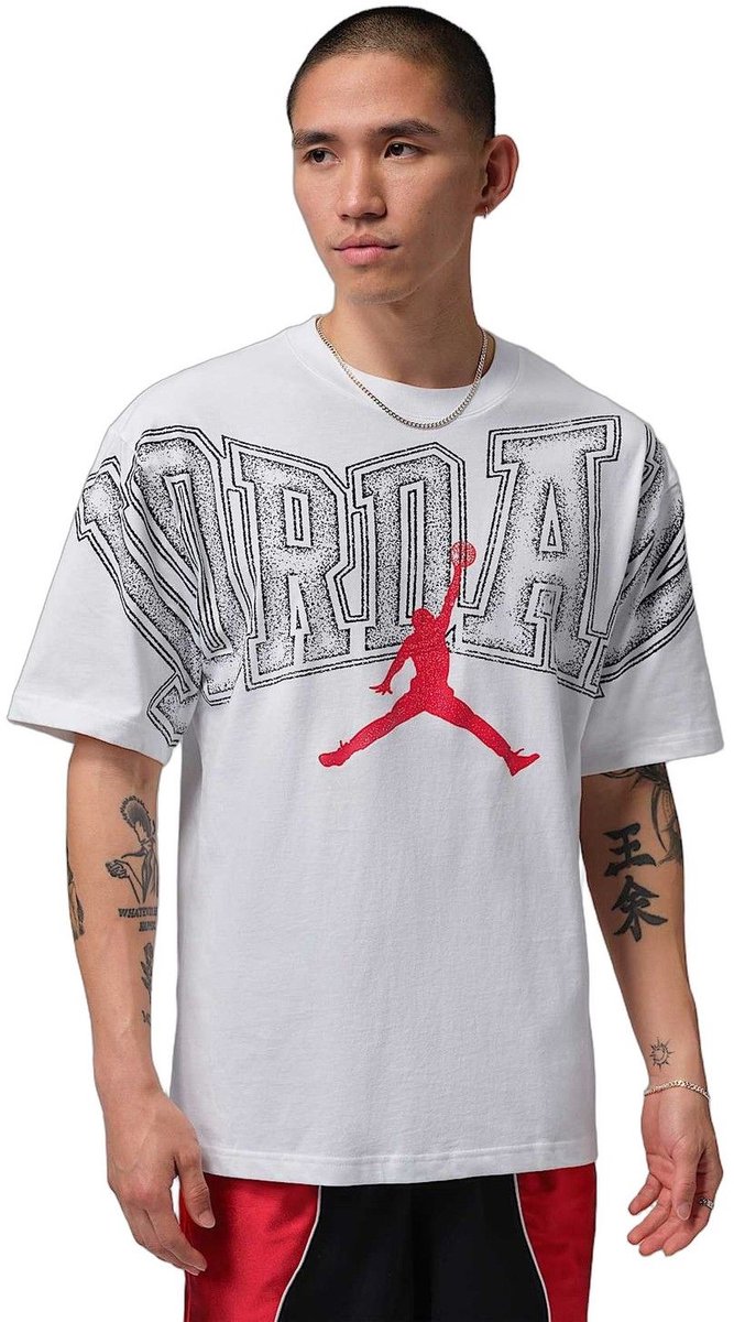 T-shirt Nike M J NEW STRETCH GFX SS CREW M Heren Wit