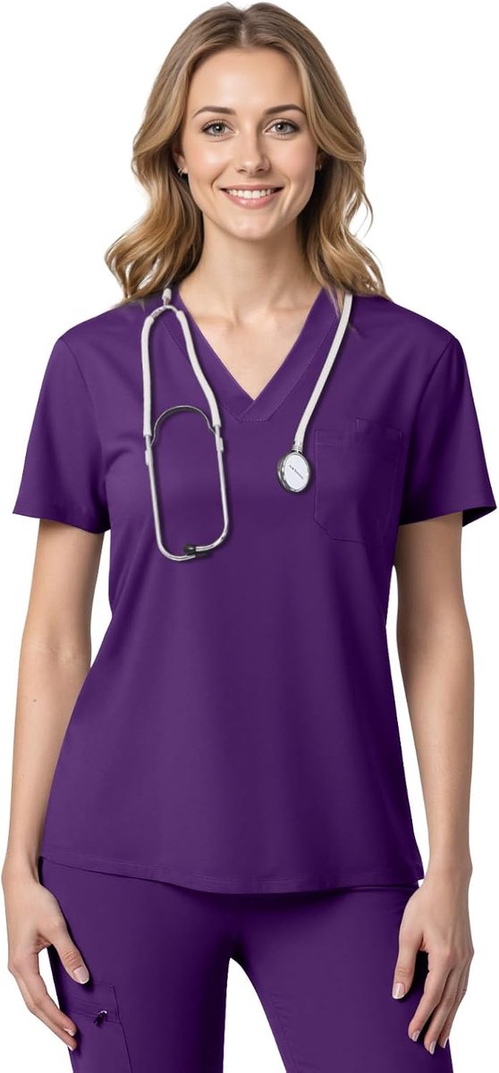Scrubtop voor vrouwen, werkuniform voor de gezondheidszorg, V-hals van stretch, kreukvrij en ademend verpleegkundig uniform