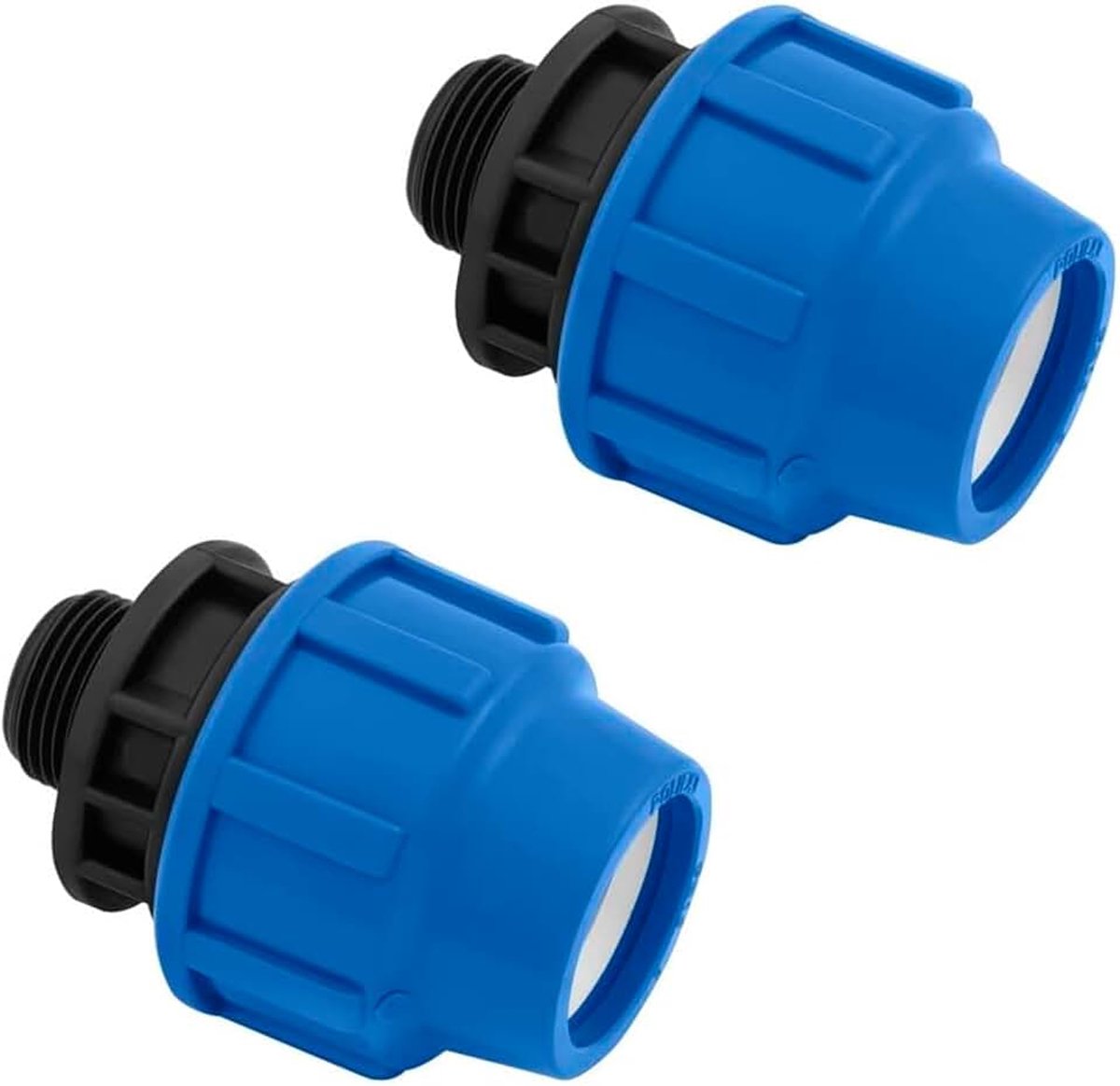 2 stuks PP-koppeling met buitendraad 20 mm Ø x 1/2 inch voor PE-buis - MONTERAL