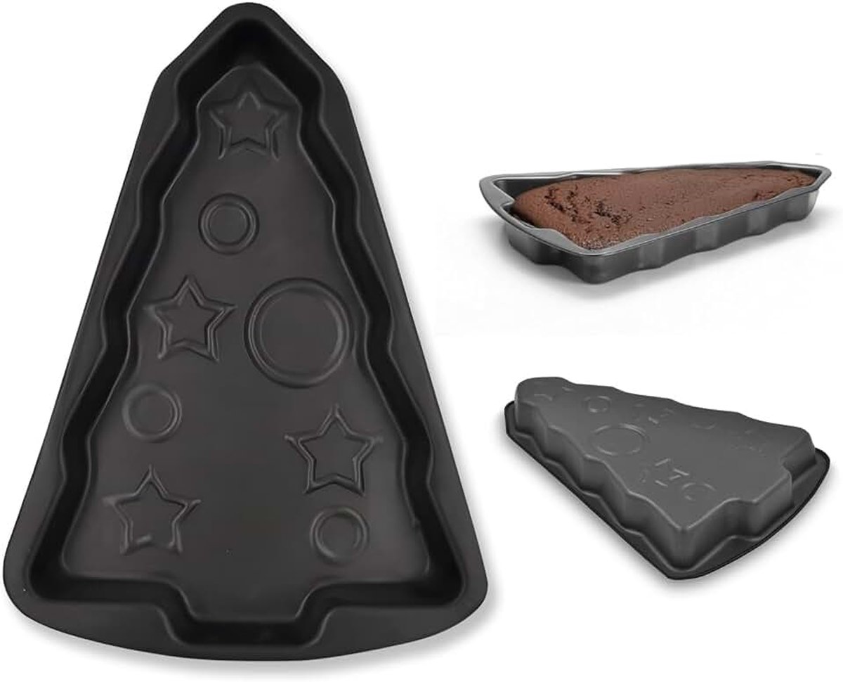 Bakvorm van aluminium, anti-aanbaklaag, 38 x 26 cm, in de vorm van een kerstboom, ideaal voor het bakken van kersttaarten, optimale warmteverdeling voor gelijkmatig bakken