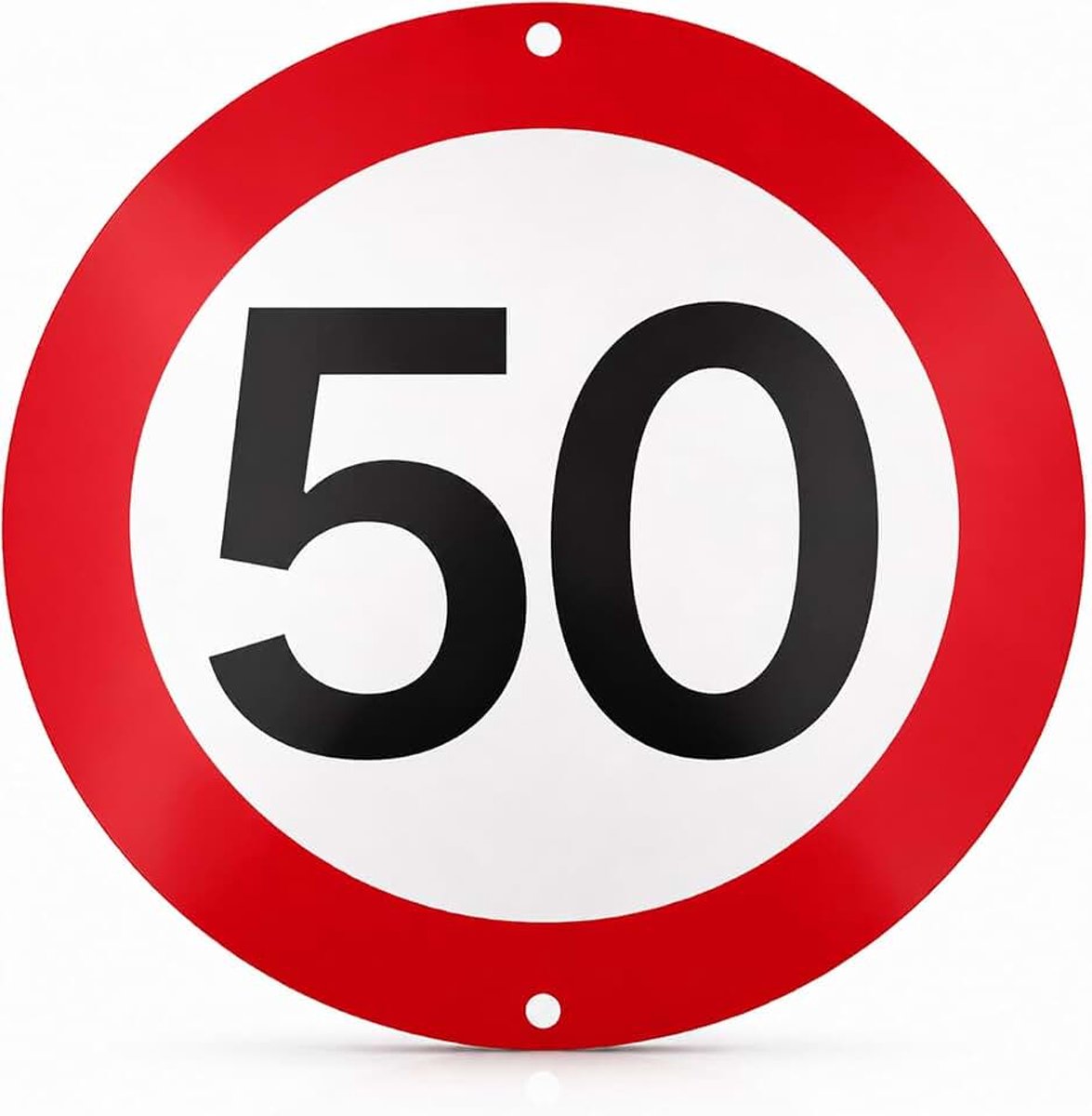 Verkeersborden met maximumsnelheid 50 km per uur, geschikt voor verjaardagsfeestdecoraties, gemaakt van 1 mm dik, rond aluminium (maximale snelheid: 50 km)