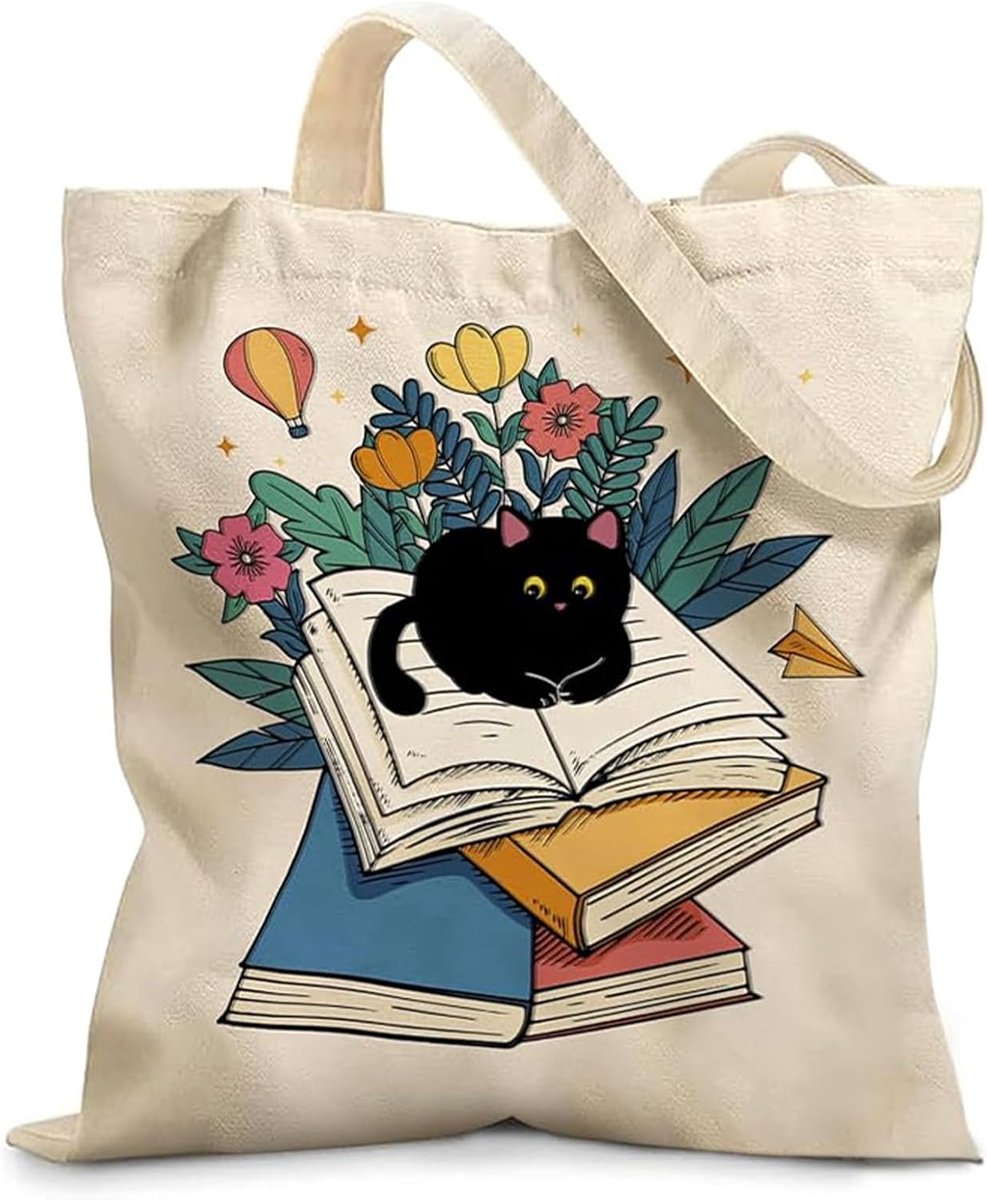 Bag Canvas - Book Cats Dead Bag voor vrouwen, schattige Cat Merch Shopping Bag