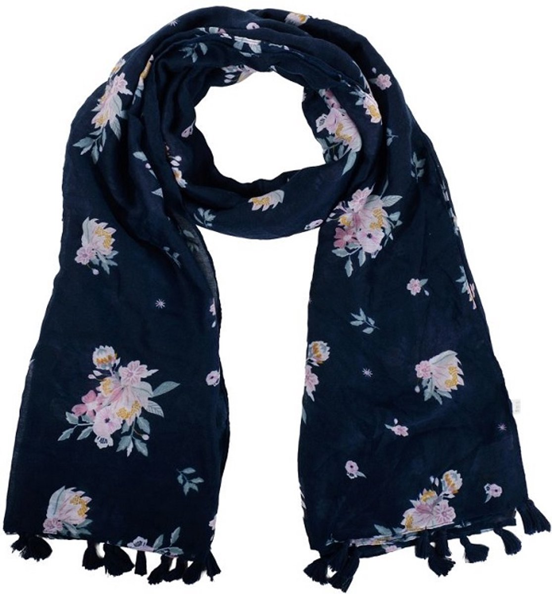 Een sprekende sjaal (180x90cm) met mooie bloemen in vrolijke kleuren. Comfortabel om te dragen door de soepel vallende stof. Een fijne zomersjaal, maar ook na de zomer is deze sjaal nog heel goed te combineren met kleding. Voor uzelf of als cadeau.
